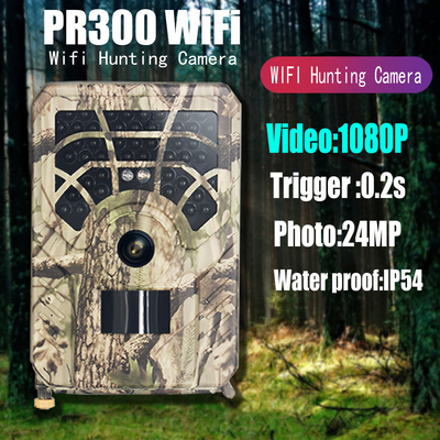 PR300A Wifi Trail Camera 46 sztuk 940nm Diody IR Aplikacja bezprzewodowa 24MP 1080P Zasilany energią słoneczną